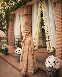 Peach Hand Embellishment Walima And Nikkah Bridal Dress