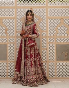 Burnt Maroon Lehnga with short blouse And Dupatta